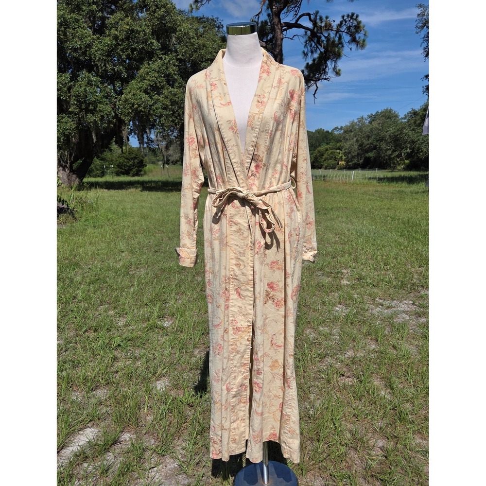 Vintage Lauren Ralph Lauren Cottage-core Floral Small Gown Robe Belted Cotton